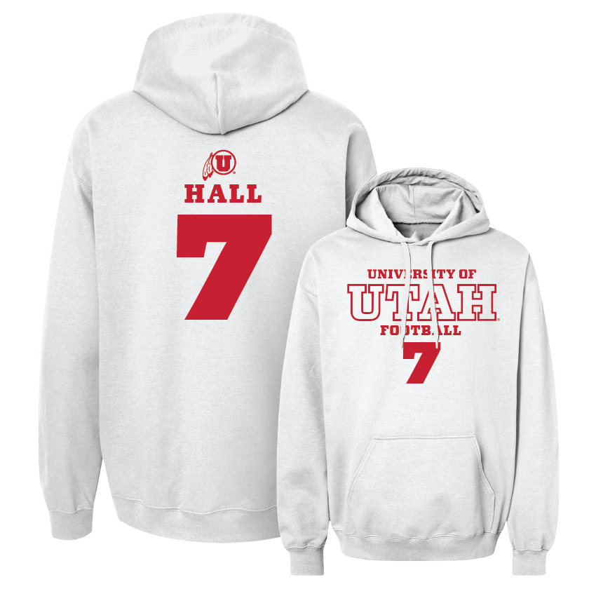 Utah Football White Classic Hoodie - Johnathan Hall