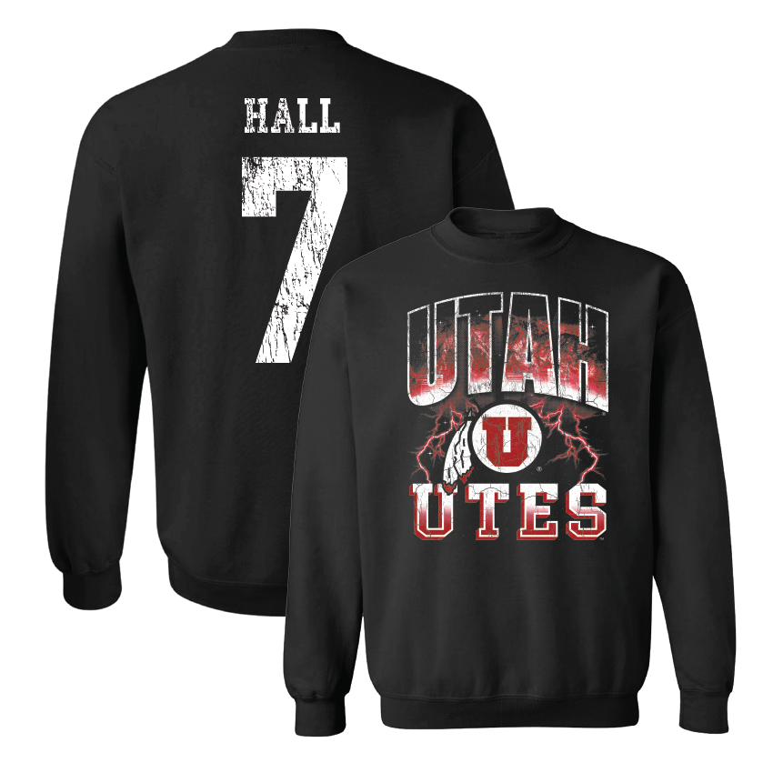 Utah Football Black Graphic Crew - Johnathan Hall