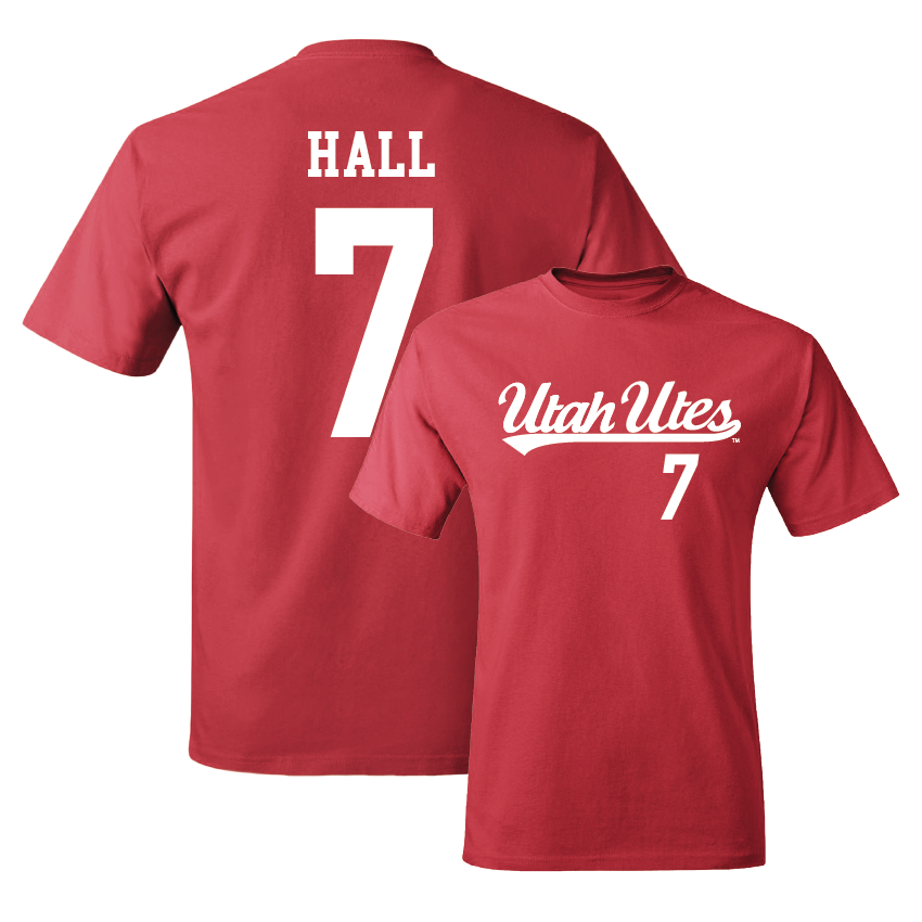 Utah Football Red Script Tee - Johnathan Hall
