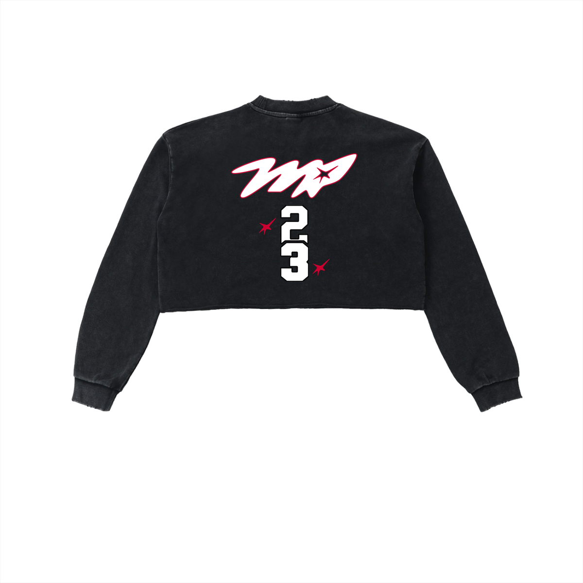 Snow Washed Raw Edge Cropped Sweatshirt