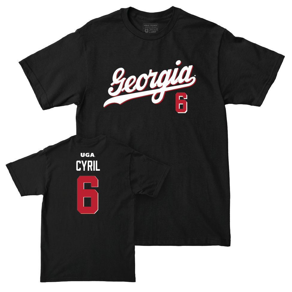Georgia Men's Basketball Black Script Tee - Somtochukwu Cyril