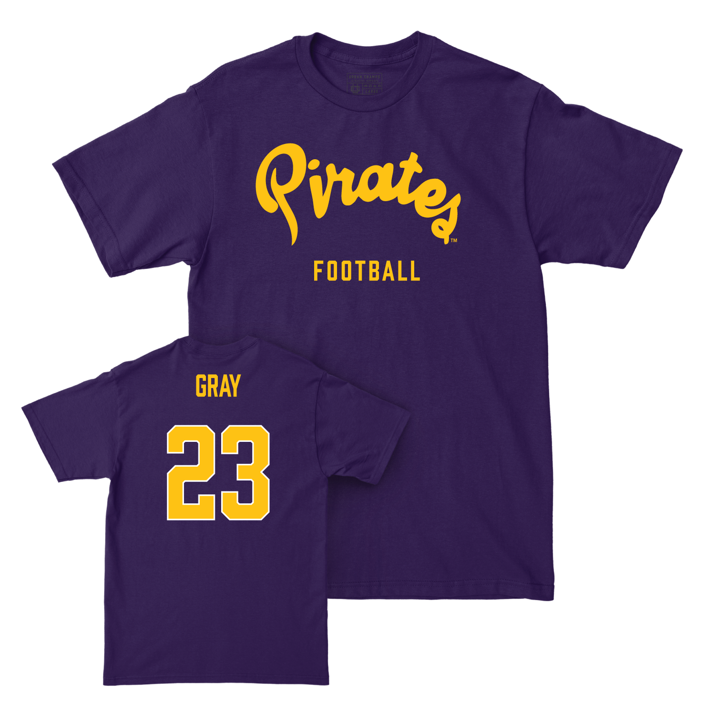 East Carolina Football Purple Script Tee - Ashton Gray