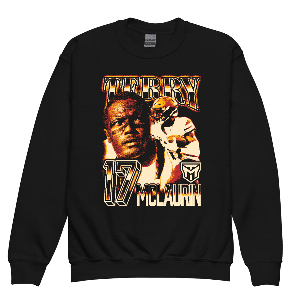 Terry McLaurin Vintage Vintage Youth Sweatshirt Black by Terry McLaurin