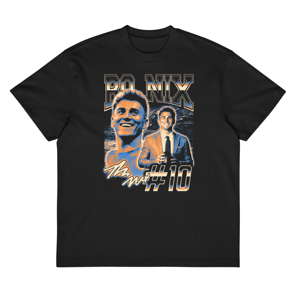 Bo Nix Vintage Vintage Boxy T-shirt Black by Athlete Market