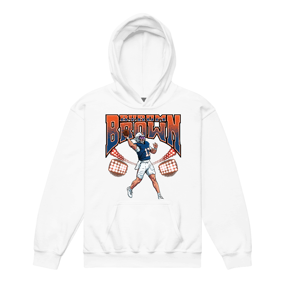 Byrum Brown Illustration Youth Hoodie White