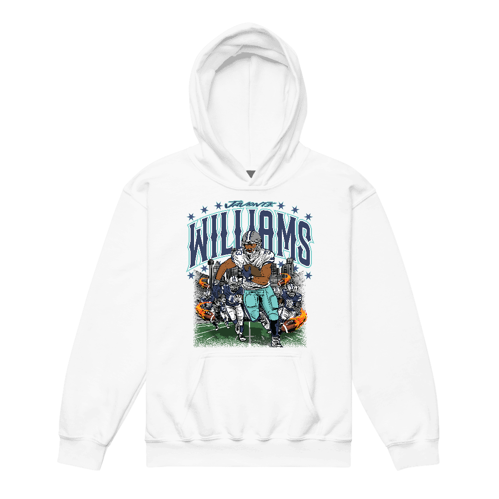 Javonte Williams Illustration Youth Hoodie White
