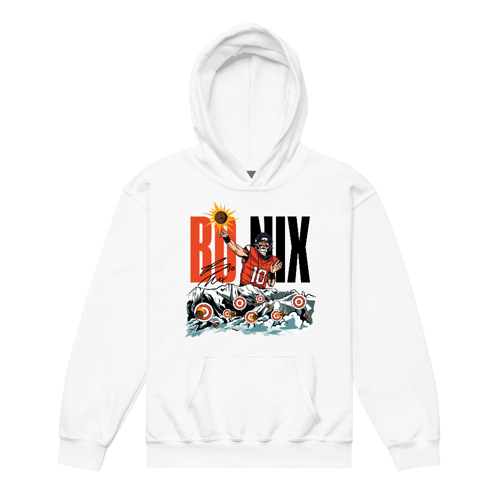 Bo Nix Illustration Youth Hoodie White