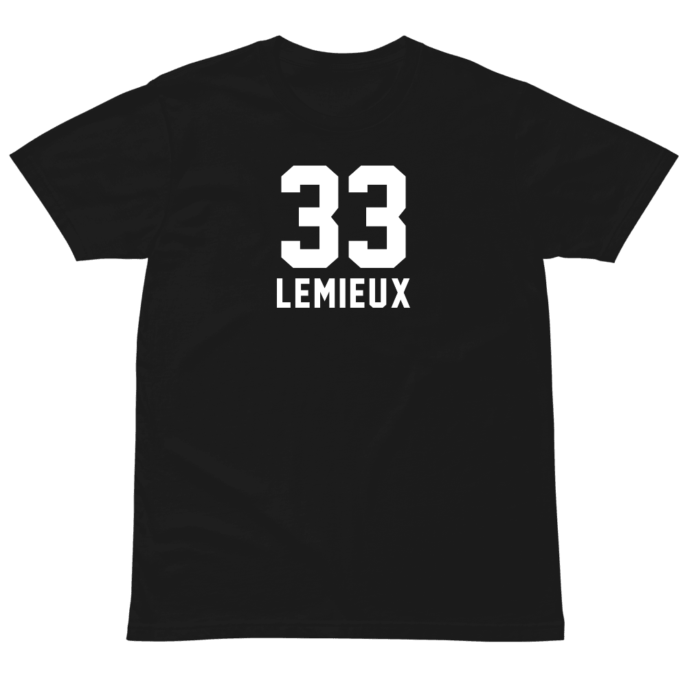 Lemieux 33 Varsity Name & Number T-shirt Black