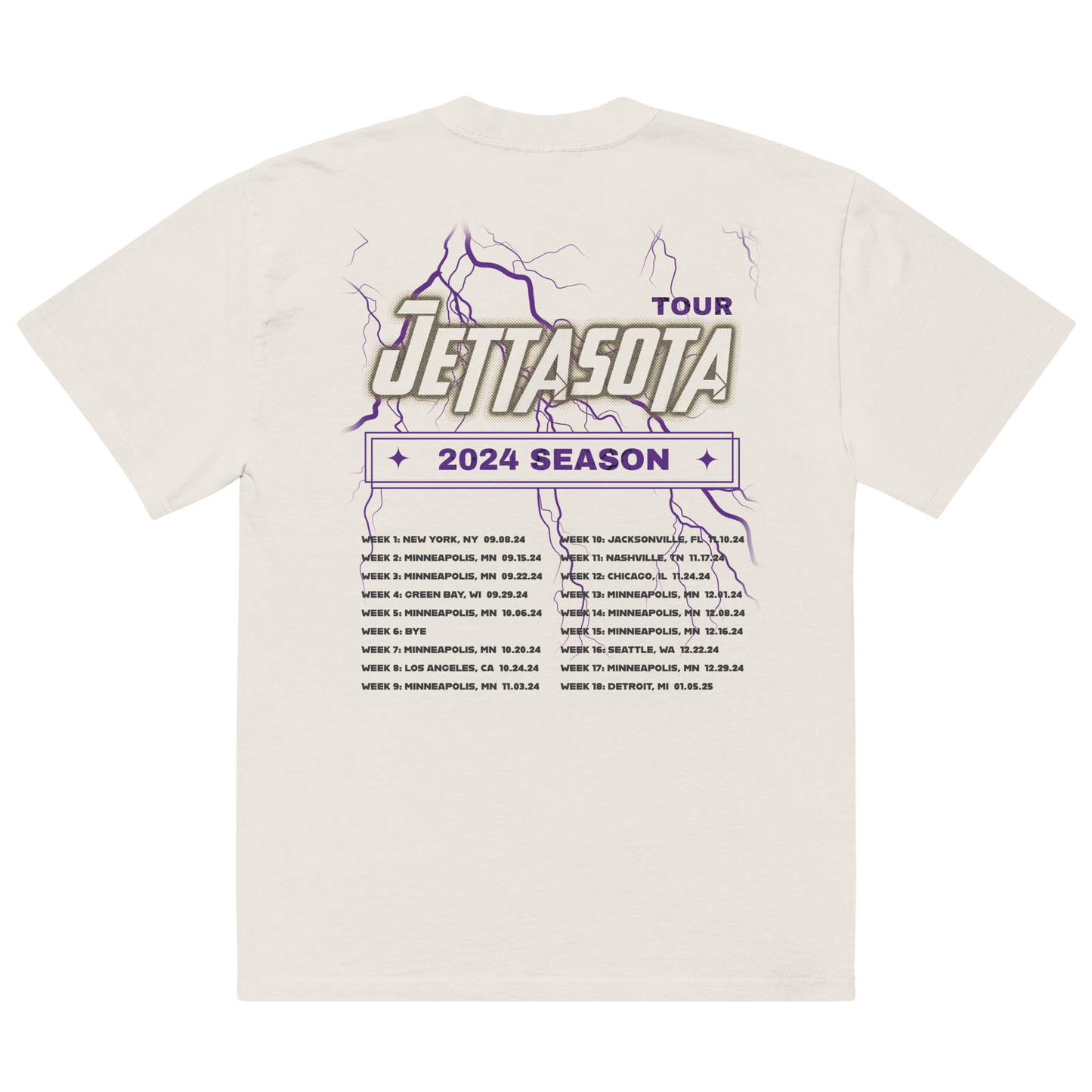Justin Jefferson "Jettasota 2024 Tour" Oversized T-shirt Faded White
