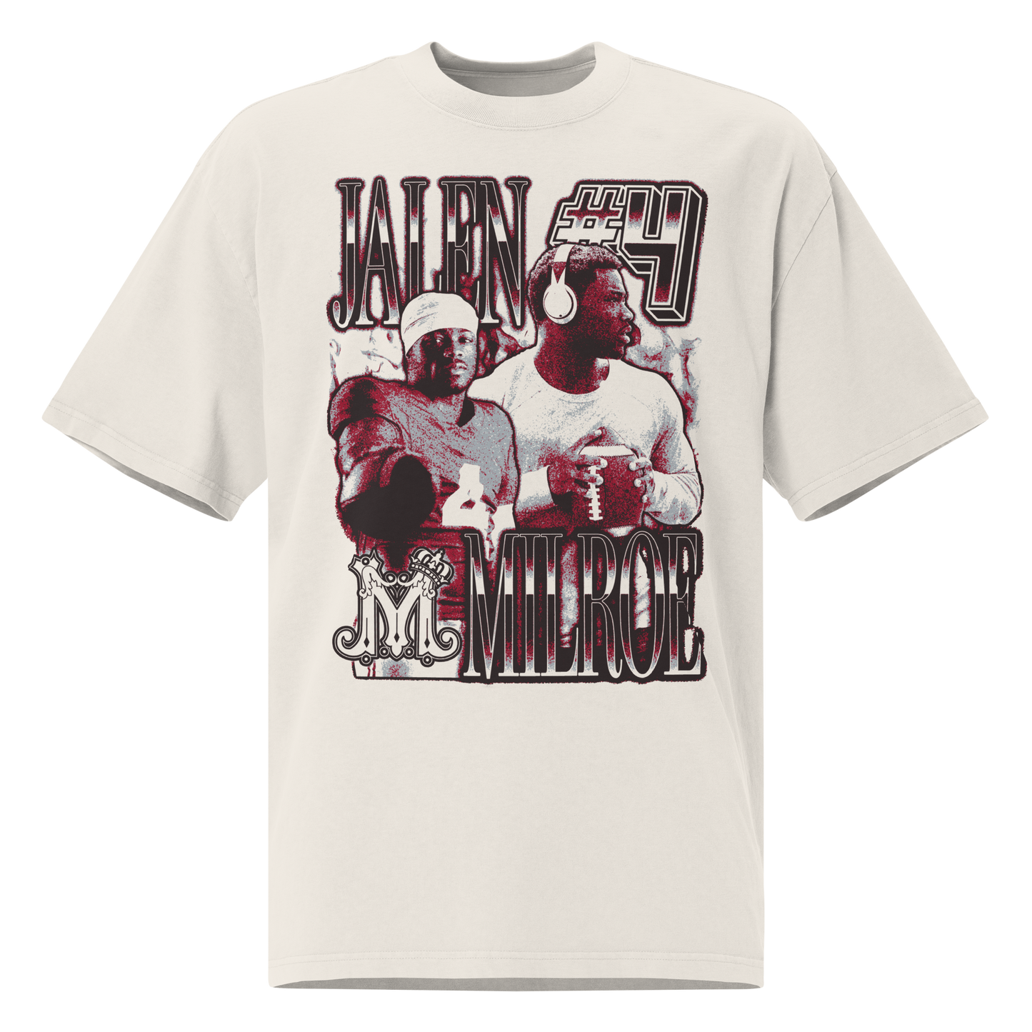 Jalen Milroe "Vintage" Oversized T-shirt Faded White