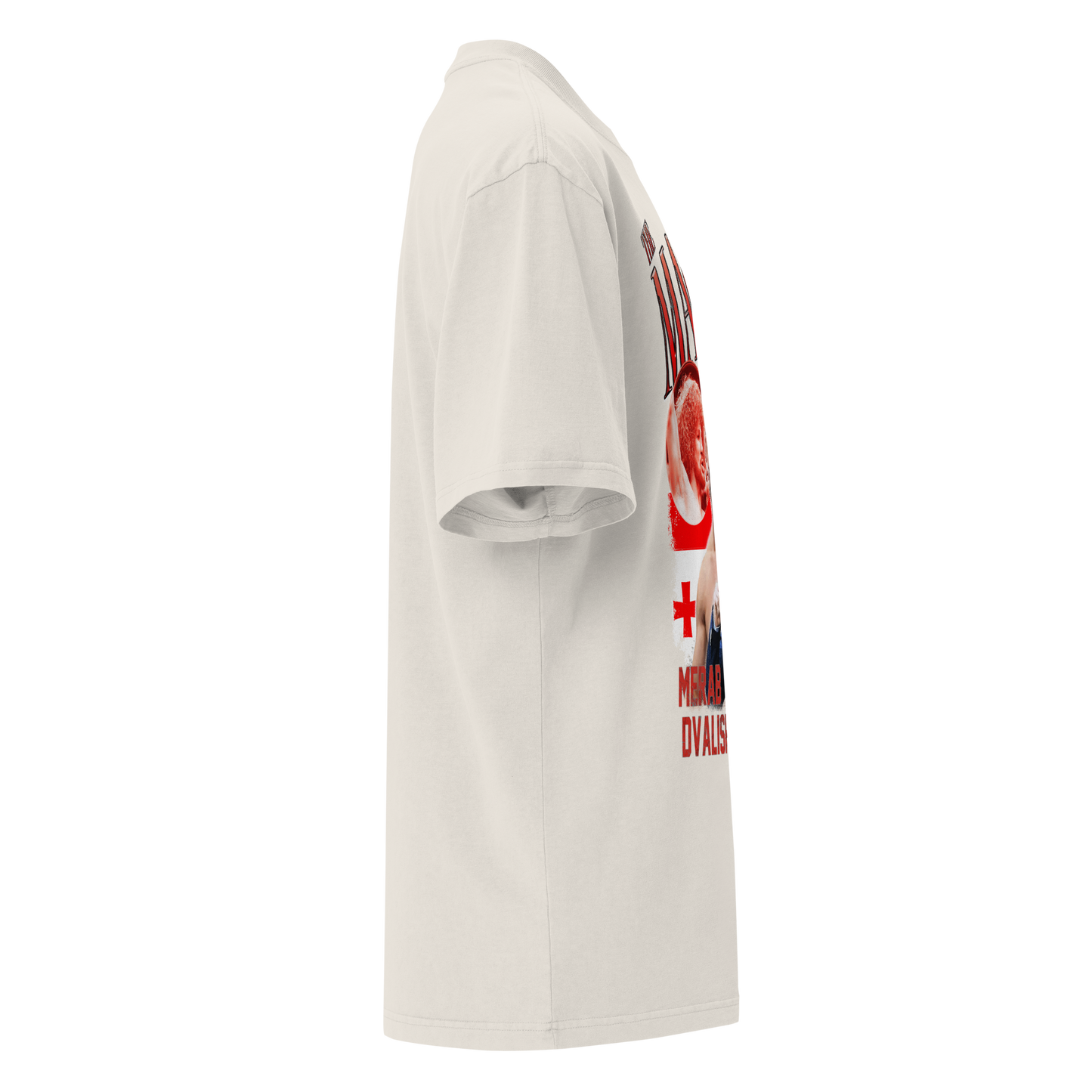 Merab Dvalishvili "Collage" Oversized T-shirt Faded White