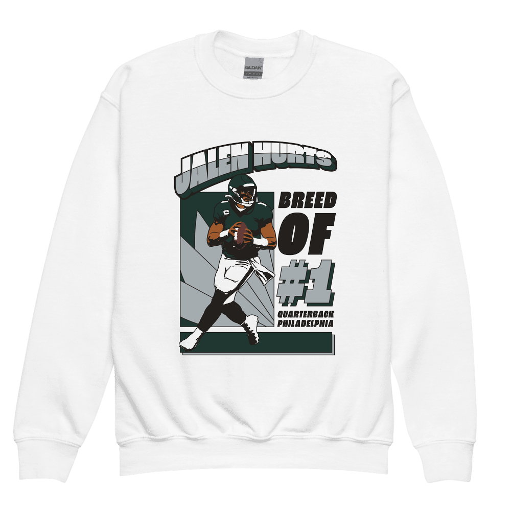Jalen Hurts Retro Breed of 1 Youth Sweatshirt White