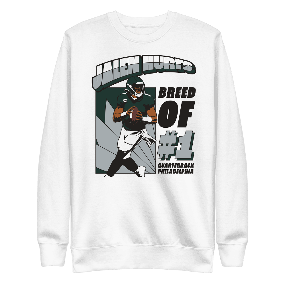 Jalen Hurts Retro Breed of 1 Sweatshirt White