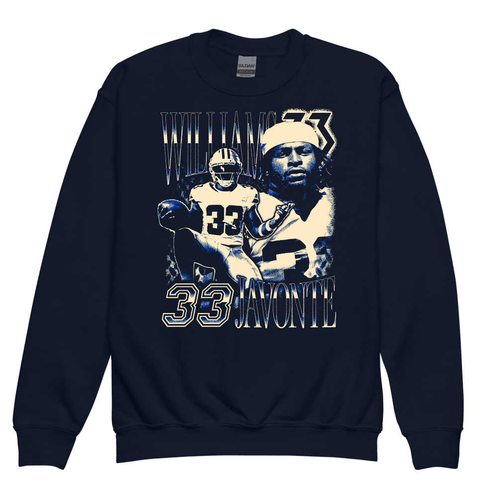 Javonte Williams Vintage Vintage Youth Sweatshirt Navy
