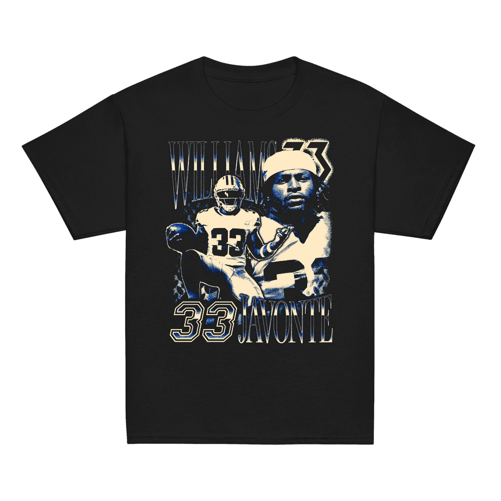 Javonte Williams Vintage Vintage Youth T-shirt Black by Javonte Williams
