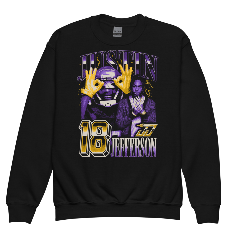 Justin Jefferson Vintage Youth Crewneck Black