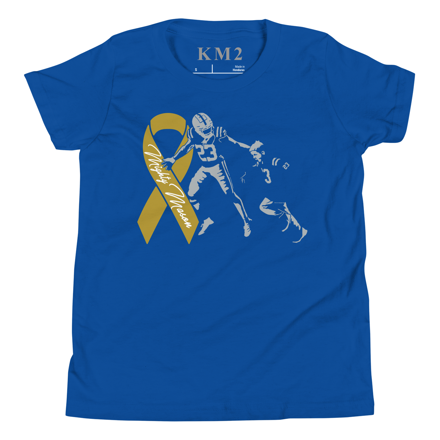 Kenny Moore II "Mighty Mason 2023" Youth T-shirt Blue