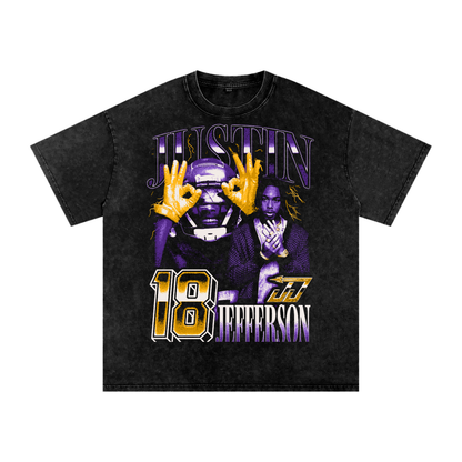 Justin Jefferson Vintage Oversized Washed T-shirt