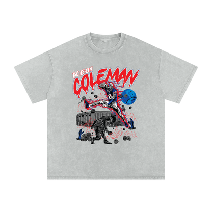 Keon Coleman Illustration Oversized Washed T-shirt