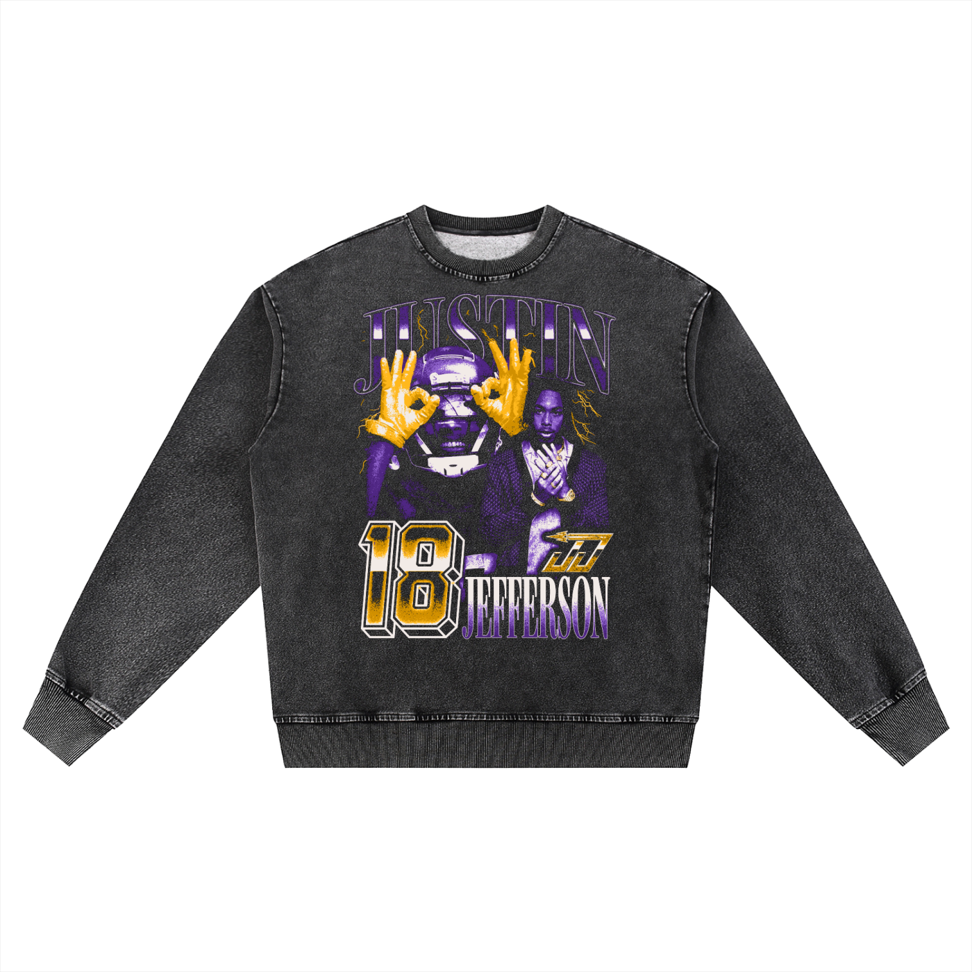 Justin Jefferson Vintage Oversized Washed Sweatshirt
