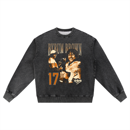 Byrum Brown Vintage Oversized Washed Sweatshirt