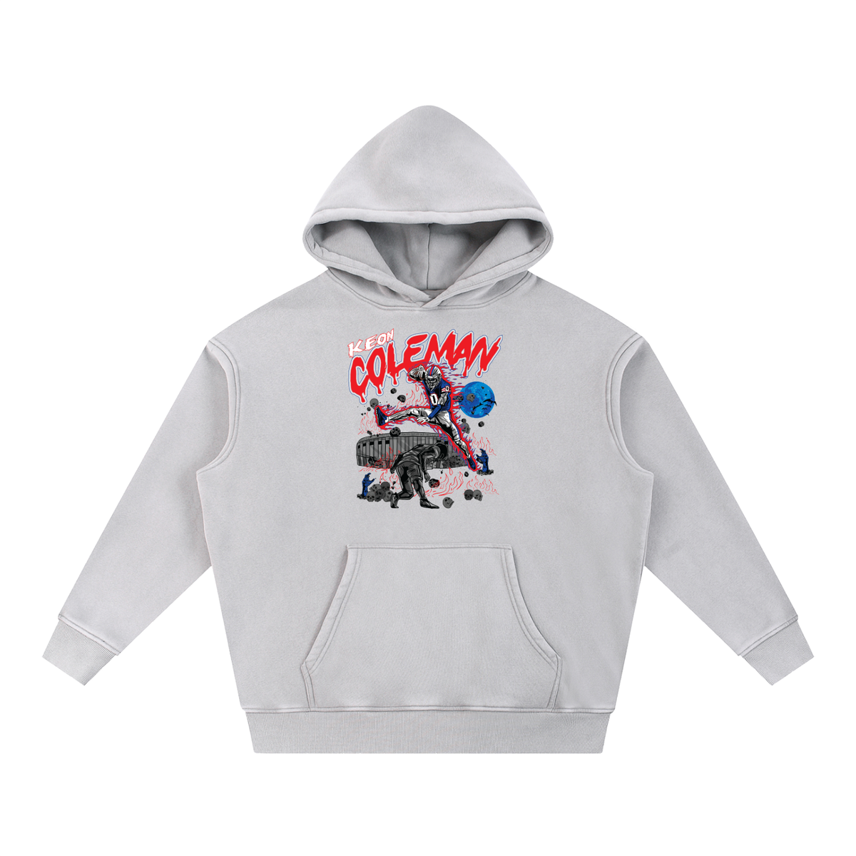 Keon Coleman Illustration Oversized Washed Hoodie