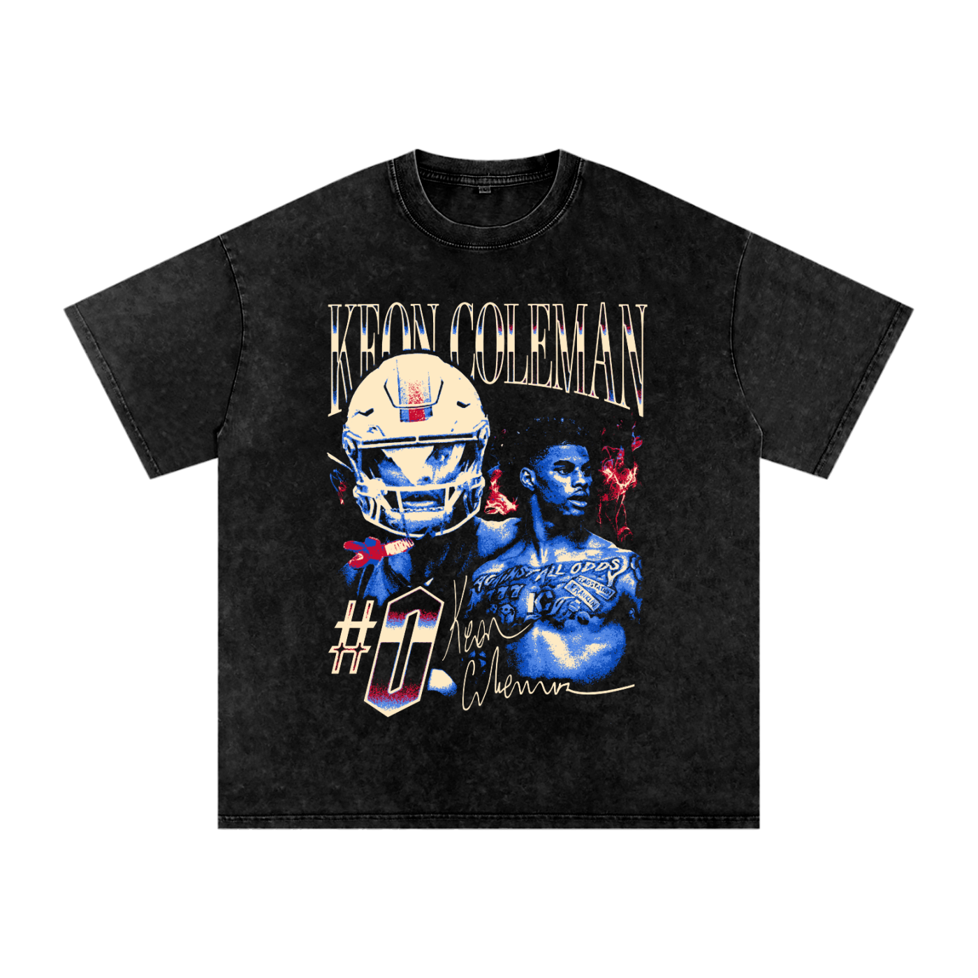 Keon Coleman "Vintage" Oversized Stonewash T-shirt