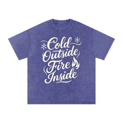 Snow Washed Oversized Cotton T-Shirt