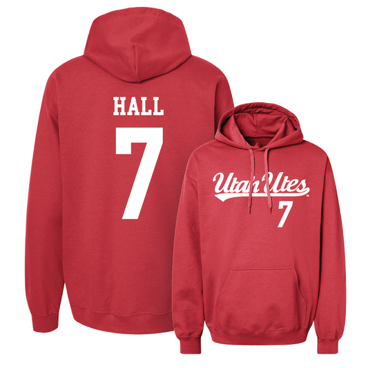Utah Football Red Script Hoodie - Johnathan Hall