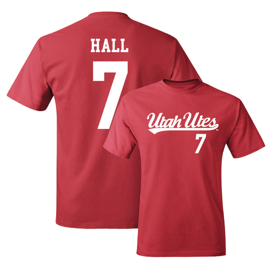 Utah Football Red Script Tee - Johnathan Hall