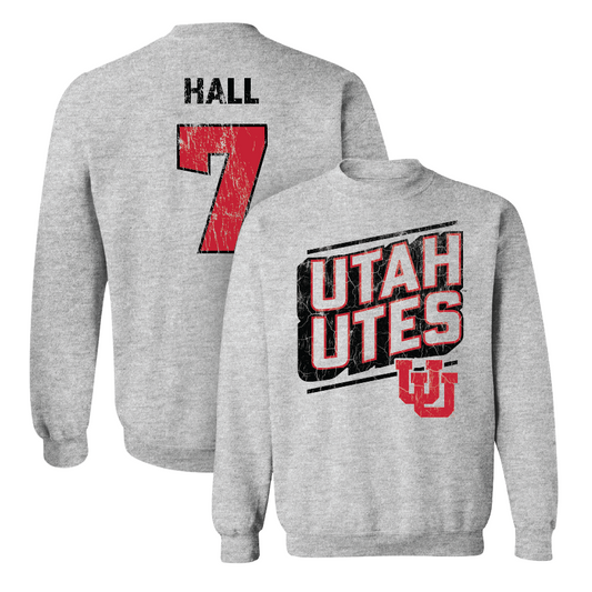 Utah Football Sport Grey Slant Crew - Johnathan Hall