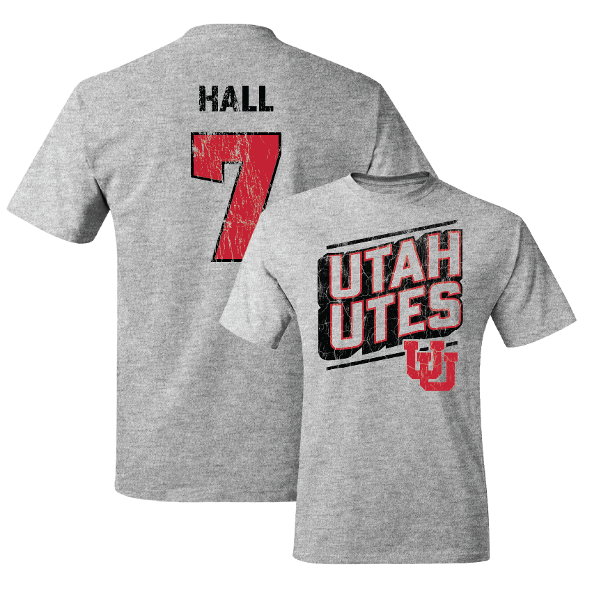 Utah Football Sport Grey Slant Tee - Johnathan Hall