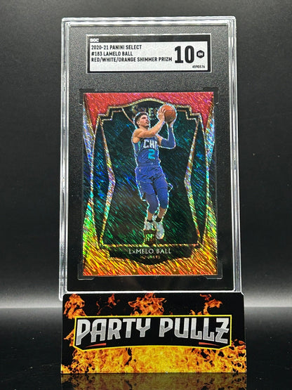 2020-21 Panini Select LaMelo Ball Red/White/Orange Shimmer Prizm #183 – SGC 10 Gem Mint