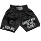 Autographed/Signed Mike Tyson Iron Mike Baddest Man on the Planet Black Boxing Trunks JSA COA