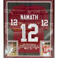Joe Namath Autographed Alabama (Crimson #12 STAT Embroidered) Deluxe Framed Jersey - JSA