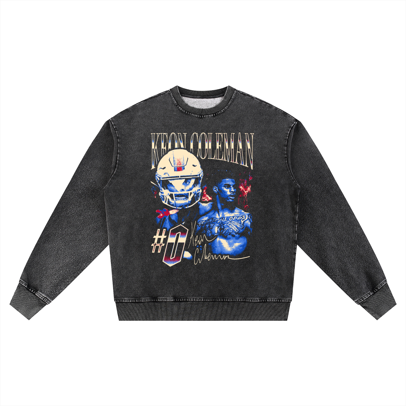 Keon Coleman Vintage Oversized Washed Sweatshirt