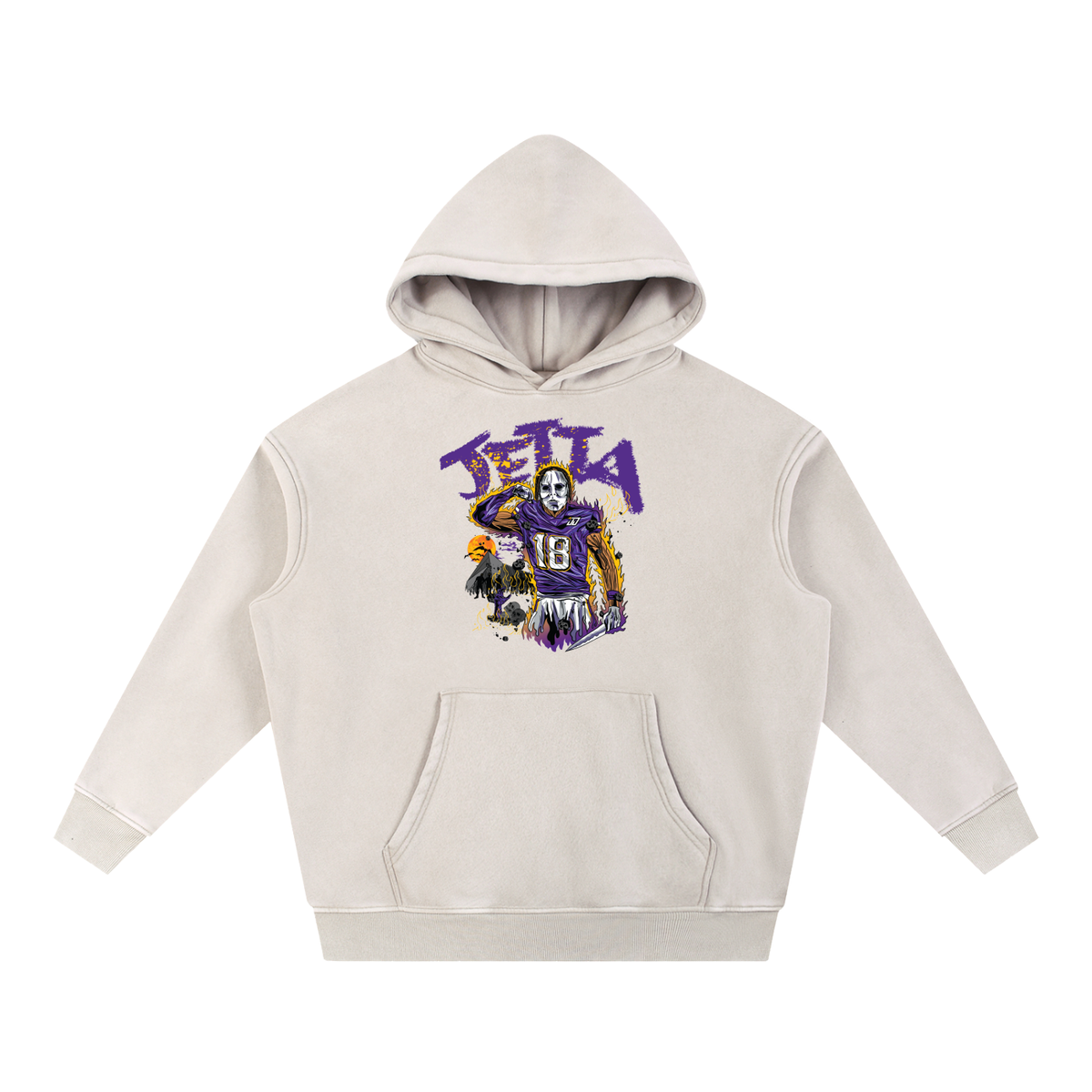 Justin Jefferson Illustration Oversized Washed Hoodie