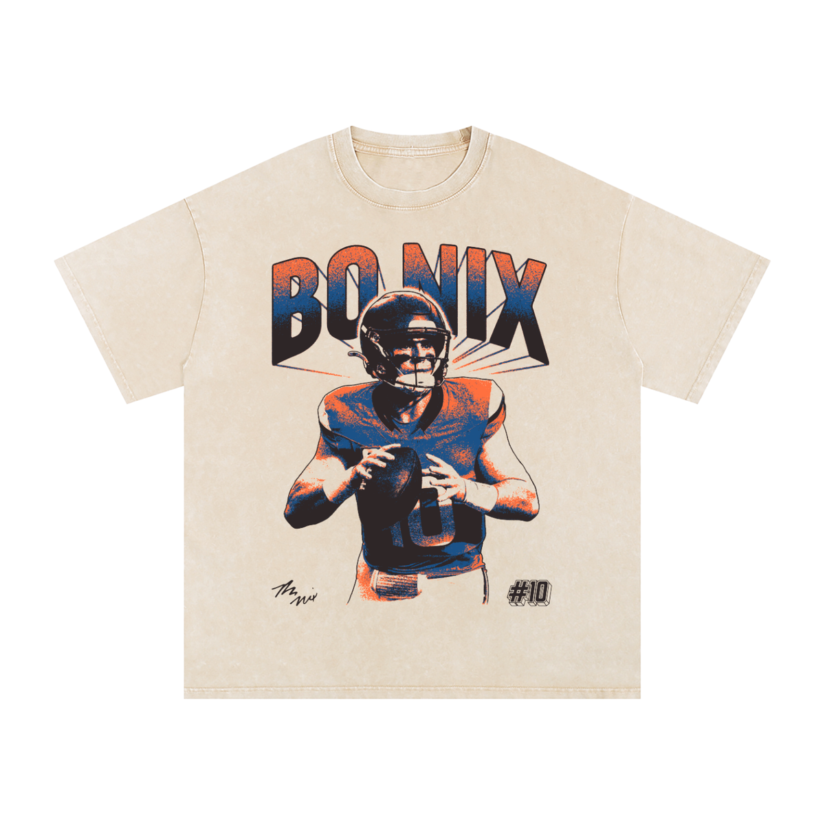 Bo Nix Portrait Boxy Washed T-shirt