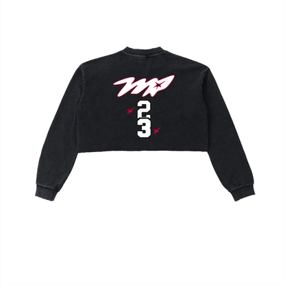 Snow Washed Raw Edge Cropped Sweatshirt
