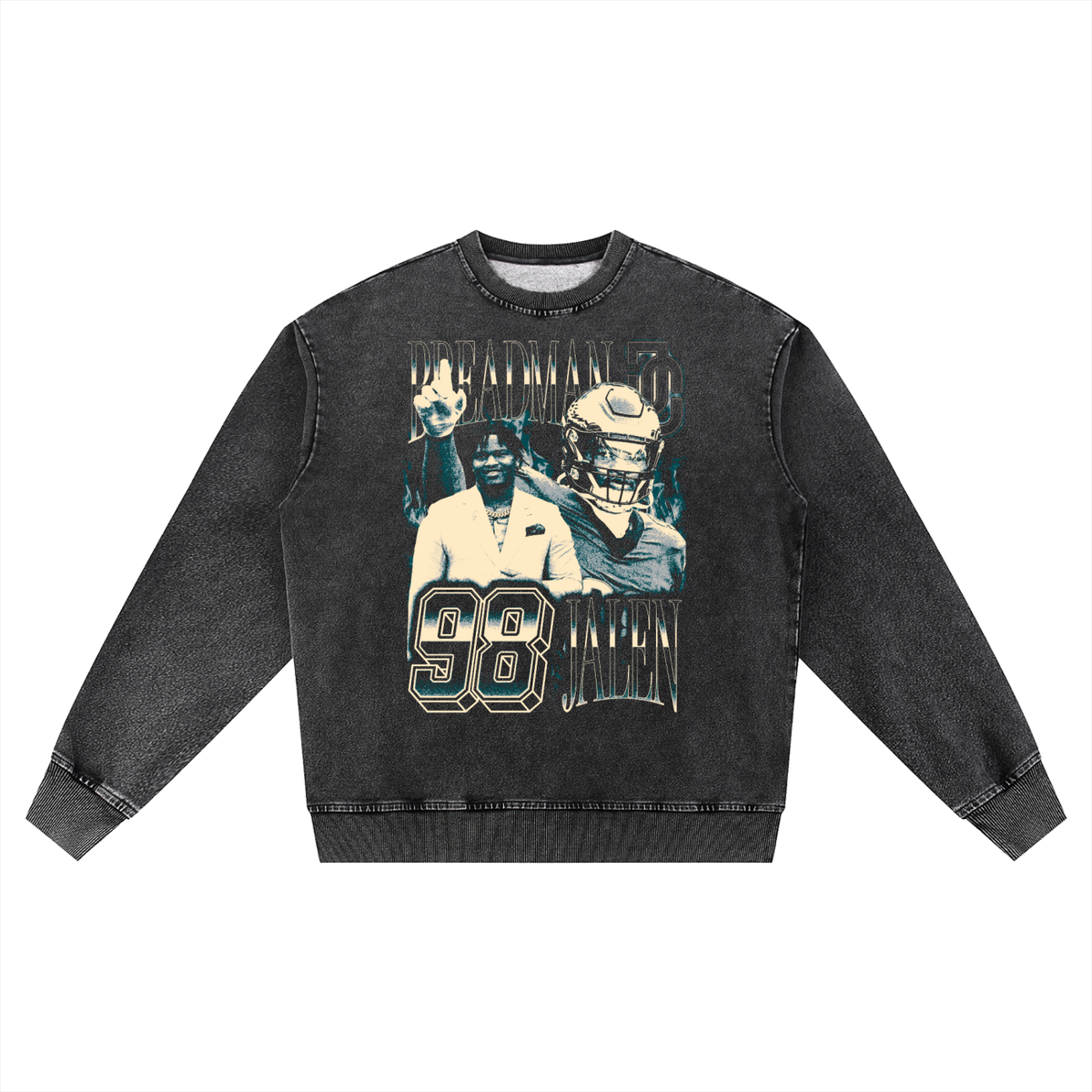 Jalen Carter Vintage Oversized Washed Sweatshirt