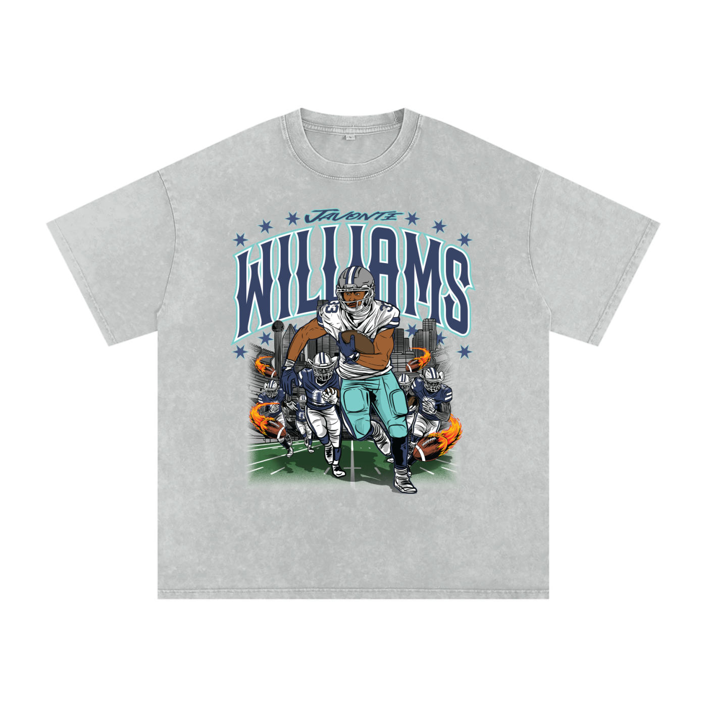 Javonte Williams Illustration Oversized Washed T-shirt