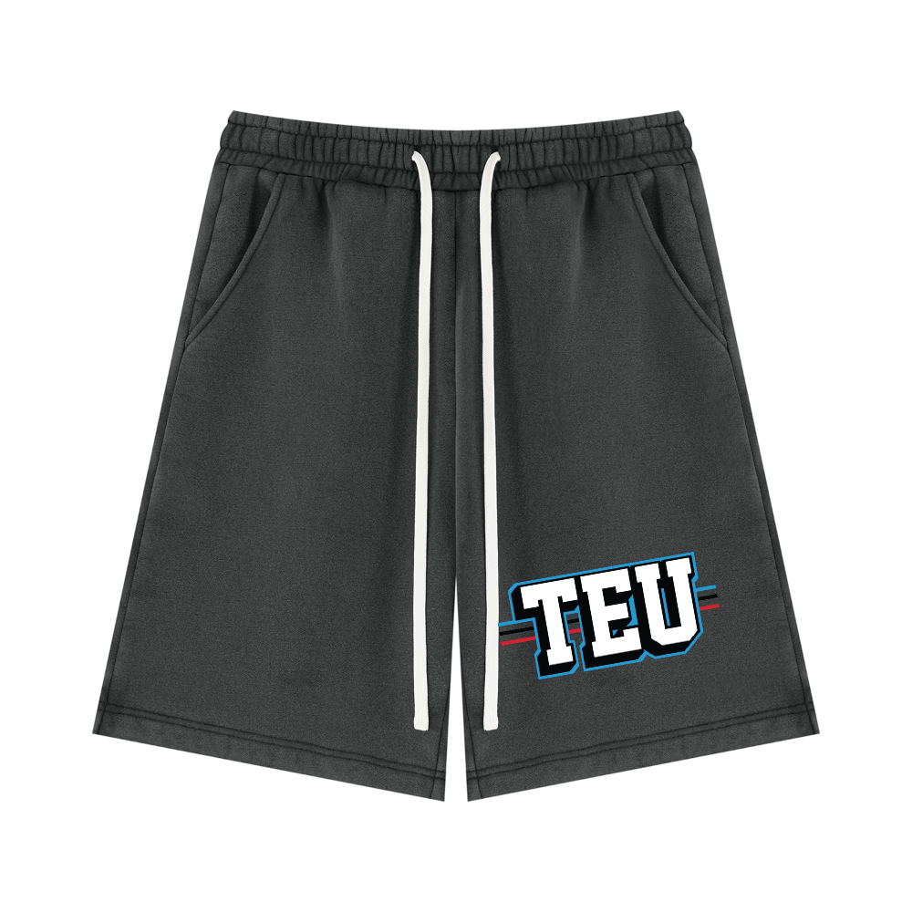 Tight End University Wordmark Upload Fleece Washed Shorts - Black