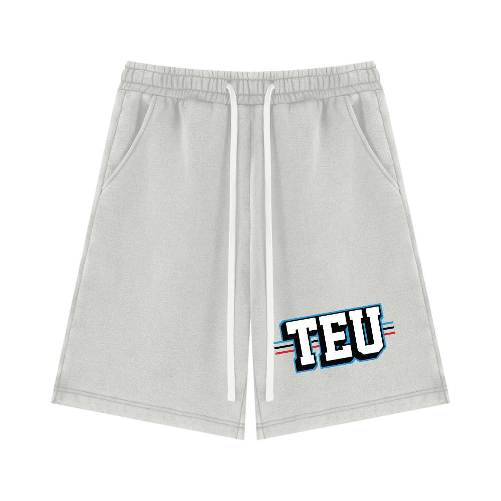 Tight End University Wordmark Upload Fleece Washed Shorts - Light Gray