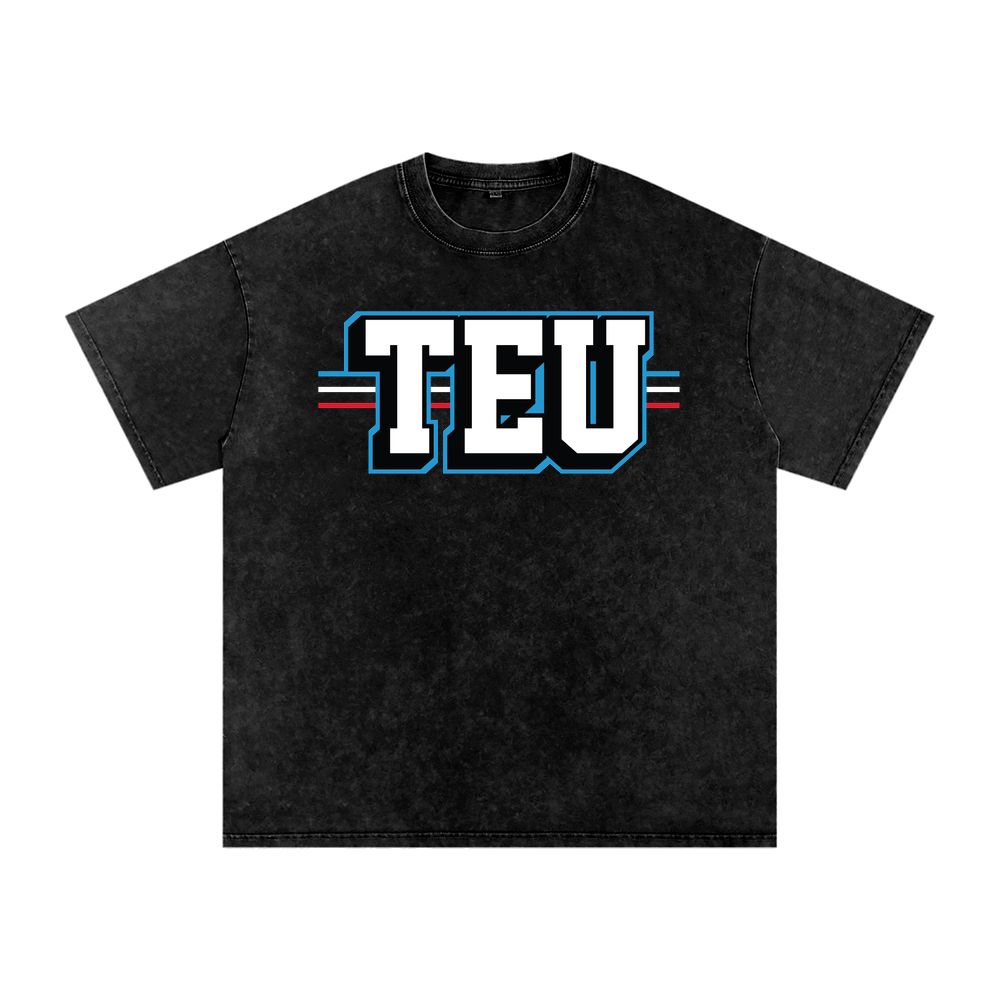 Tight End University Wordmark Upload Boxy Washed T-shirt - Black
