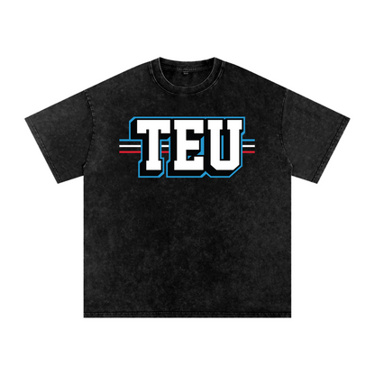 Tight End University Wordmark Upload Boxy Washed T-shirt - Black