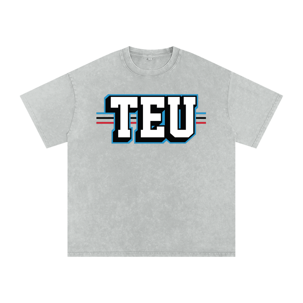 Tight End University Wordmark Upload Boxy Washed T-shirt - Light Gray