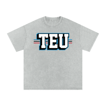 Tight End University Wordmark Upload Boxy Washed T-shirt - Light Gray