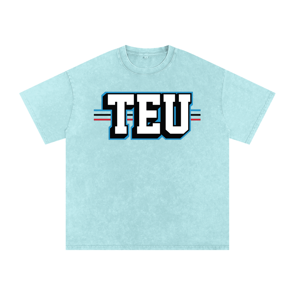 Tight End University Wordmark Upload Boxy Washed T-shirt - Water Blue