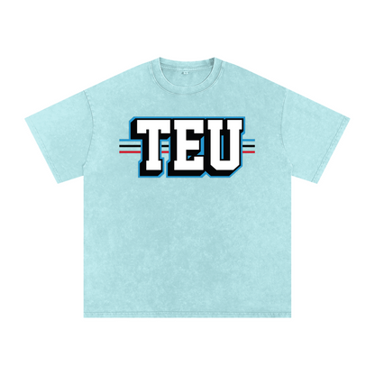 Tight End University Wordmark Upload Boxy Washed T-shirt - Water Blue