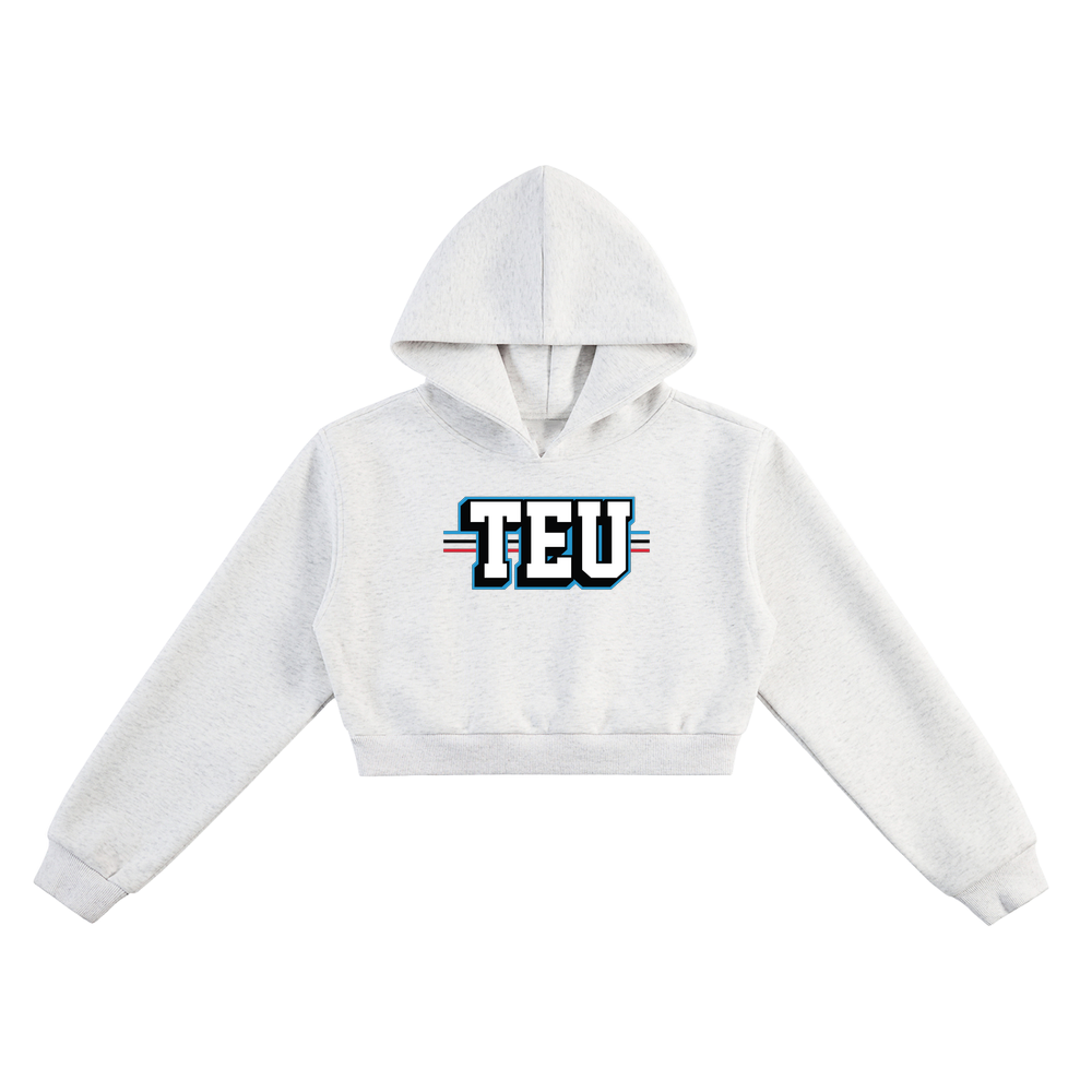 Tight End University Wordmark Upload Wordmark Upload Women's Cropped Hoodie - Flower Gray